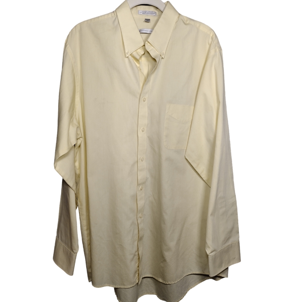 Geoffrey Bean button up dress shirt 80's 2 ply yellow size lg